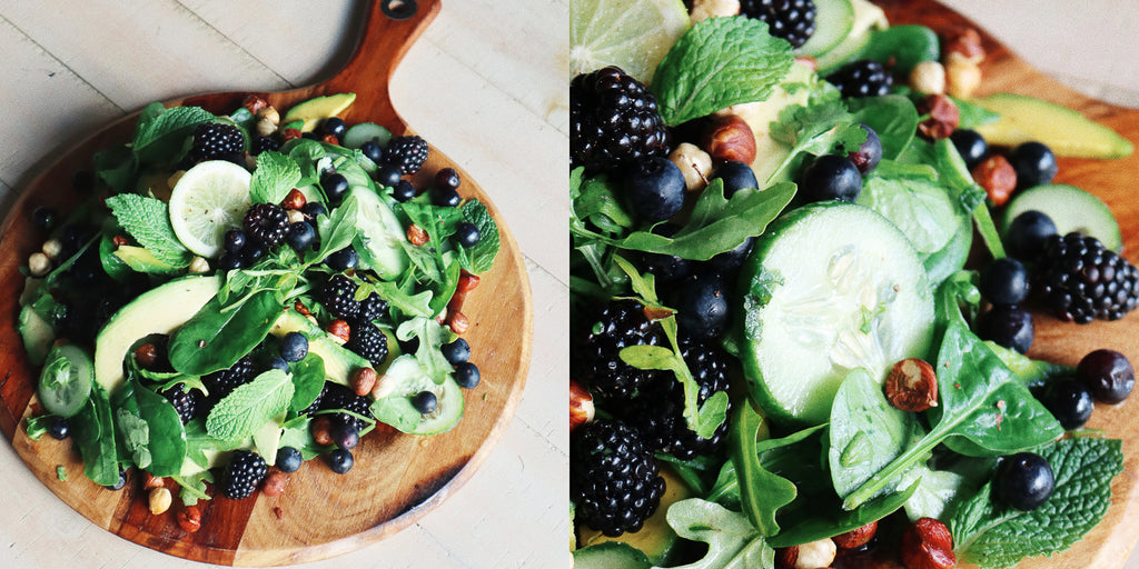ensalada de moras y avellanas