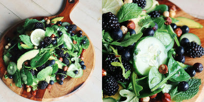 ensalada de moras y avellanas