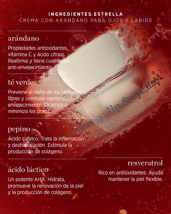 crema con arándano para labios y ojos