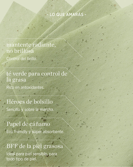 papel matificante con té verde