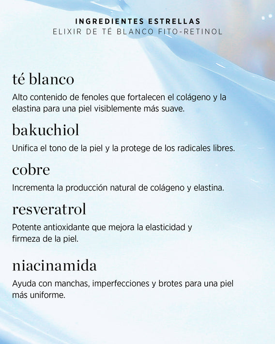 Ingredientes naturales del elixir de té blanco con fito-retinol Ere Perez